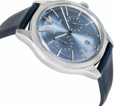 Orë dore meshkujsh Emporio Armani Dario AR11747, e kaltër me kuti
