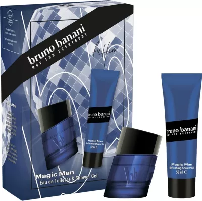 Set Eau de Toilette dhe xhel dushi Bruno Banani Magic Man për meshkuj, 30ml + 50ml