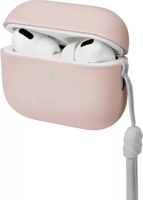 Mbështjellës UNIQ Lino për AirPods Pro 2, silikon, rozë, me rrip