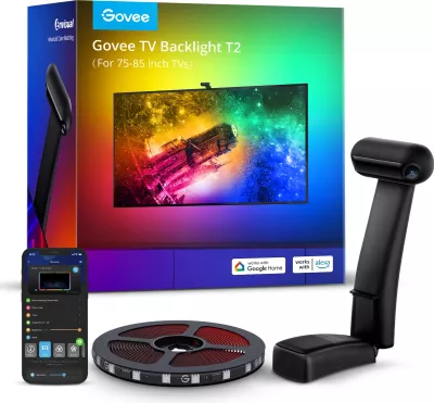 Ndriçim prapa TV Govee Envisual TV Backlight T2, për 75-85\", RGB, set me kamerë