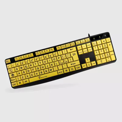 Tastierë Techmade me kabllo, tasta të verdhë, Big Font Layout