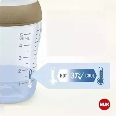 Biberon NUK Perfect Match 10743092 150 ml me biberon silikoni, indikator temperature, anti-kolik, transparent/bezhë, 1 copë
