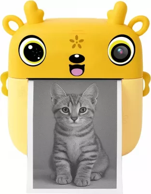 Aparat fotografik për fëmijë me printer termik, Media‑Tech SNAPI MT4108, ekran 2.4", foto deri 8 MP, video 1080p, microSD, USB‑C, bateri 1000 mAh, set me 3 role letre + flomastera e ngjitëse, verdhë