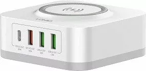 Karikues wireless LDNIO AW004, 32W, 3x USB-A + 1x USB-C, PD/QC, i bardhë