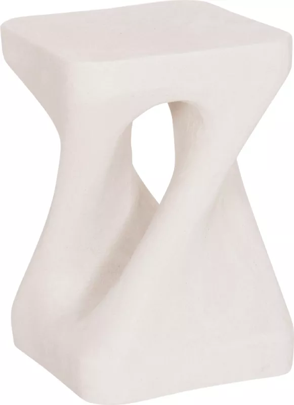 Stool katror SANTORINI, polirezine, ngjyrë off-white, 30x30x45cm