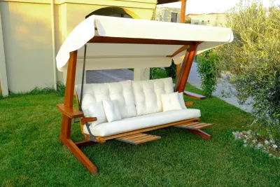 Karrige lëkundëse treshe për kopsht, ngjyrë bezhë, Luna Deluxe 2600