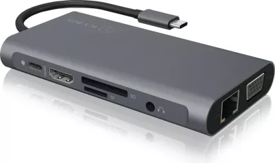 Docking Station RaidSonic ICY BOX IB-DK4040-CPD, USB 3.2 Gen 1 Type-C, 100 W, Anthracite, Black