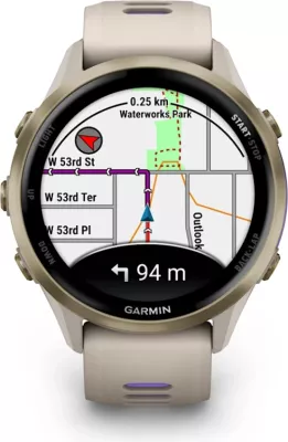 Smartwatch Garmin Forerunner® 970 Soft Gold Titanium (French Gray Case, French Gray/Translucent Indigo Strap)