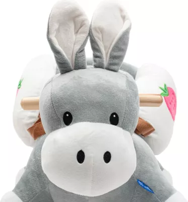 Lodër lëkundëse Baby Mix gomar me melodi, shina druri, rripa sigurie, deri 25 kg, 12m+, kafe