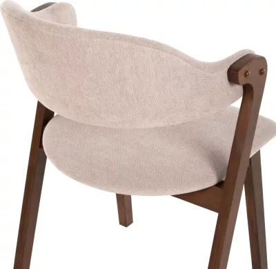 Karrige për ngrënie RIDER FH9734.02 dru gome ngjyrë arre-stof ecru 59x59x83Hcm., set prej 2 copë