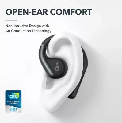 Kufje wireless Anker Soundcore AeroFit A3872G11, Bluetooth 5.3, IPX7, 11+42 orë, të zeza, set me kuti karikimi