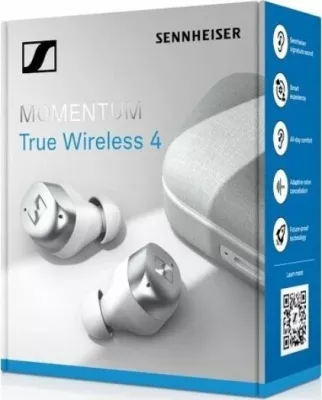 Kufje Sennheiser Momentum True Wireless 4 30 orë, ANC, LE Audio/Auracast, Qi, White-Silver