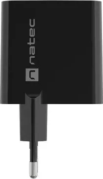 Karikues Natec Ribera GaN 45W me USB-A dhe USB-C në ngjyrë të zezë