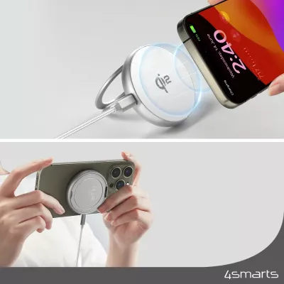Karikues wireless 4smarts Qi2, USB, 15W, MagSafe, Silver