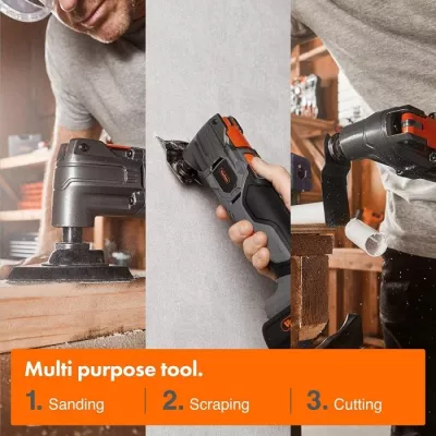 Vegël multifunksionale pa kabllo VonHaus E-Series 18V, pa bateri/karikues, me aksesorë, e zezë/gri
