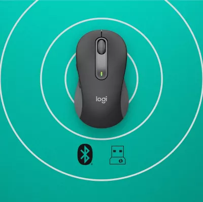 Maus Logitech Signature M650 Wireless, Djathtas, Optik, RF Wireless + Bluetooth, 4000 DPI, Grafit