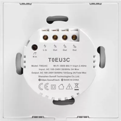 Çelës muri smart Wi‑Fi SONOFF T0EU3C-TX, 3-kanalësh, panel me prekje, i bardhë