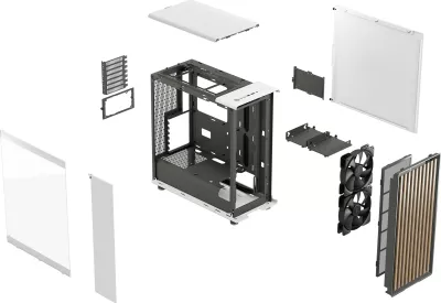 Kasë Fractal Design North Chalk White, Midi Tower, xham i kalitur