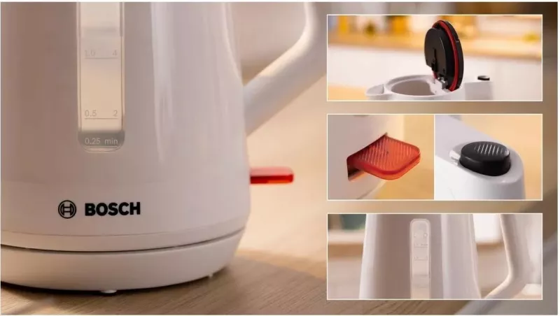 Çajnik Bosch TWK1M121, 1.7L, 2400W, bardhë