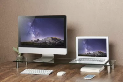 Mbajtëse monitori Gembird MS-TABLE-GL-01, xham, e madhe, e zezë