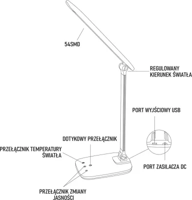 Llambë tavoline Montis MT042-BK, LED, 5.7 W, e zezë