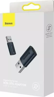 Adapter USB Baseus Ingenuity OTG, USB-A në USB-C, USB 3.1, ZJJQ000103, blu