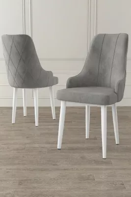 Set karrigesh (6 copë), Hanah Home, Trex, gri dhe e bardhë