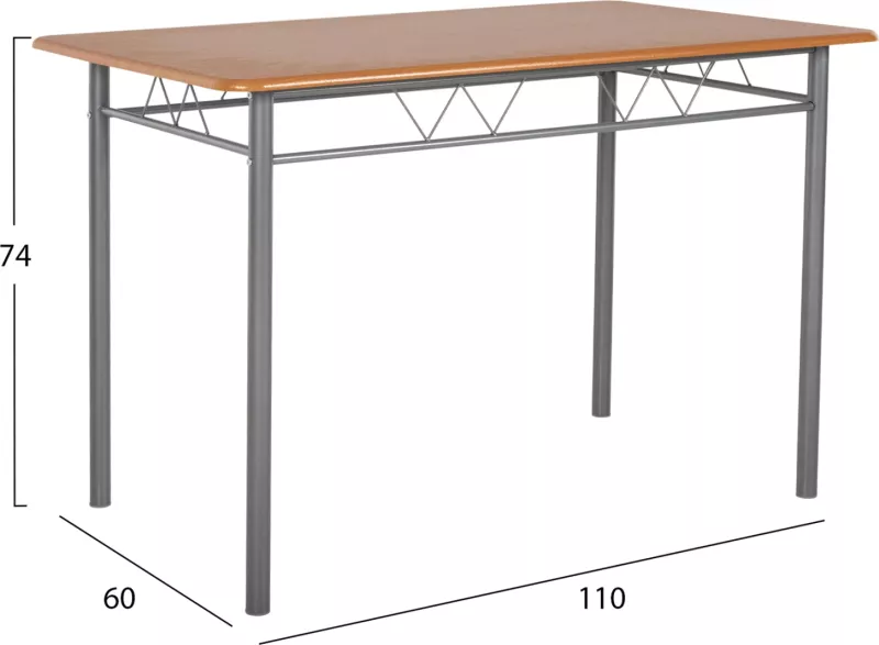 Tavolinë me karrige 5 copë PEARY FH9416.12 metalike argjendi-MDF ngjyrë sonama 110x60x74Hcm