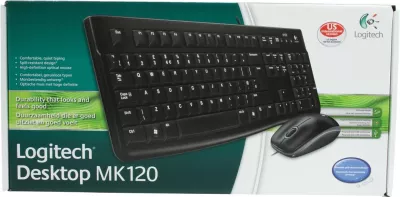 Tastierë dhe maus Logitech Desktop MK120, Wired, USB, Mekanik, QWERTY, Zi