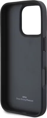 Mbështjellës BMW Leather Hot Stamp për iPhone 16 Pro Max, i zi