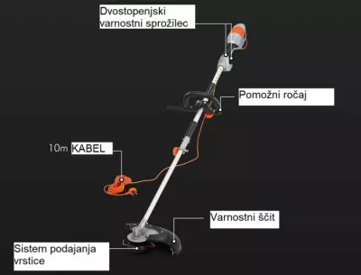 Trimer bari dhe krasitës shkurresh 2-në-1 VONHAUS 2515367 1000W, kabllo 10m