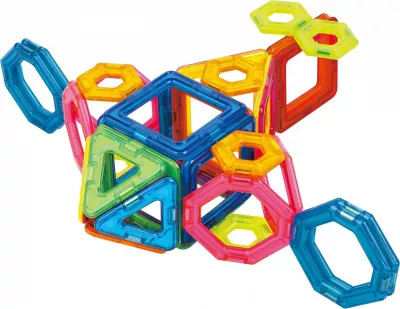 Set blloqe magnetike Magformers Challenger 30 elemente, shumëngjyrëshe