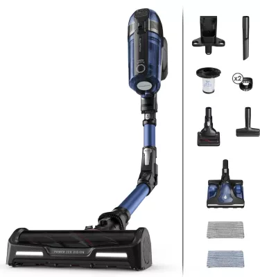 Fshesë me korrent vertikale pa kabllo Rowenta RH98C0WO X-Force Flex 2-në-1, 4.8V, kohë pune deri 45 min, depozitë 0.9L, filtër 99.9%, blu