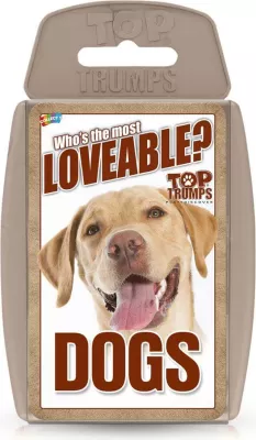 Lojë me karta Winning Moves Top Trumps Dogs, set në kuti plastike