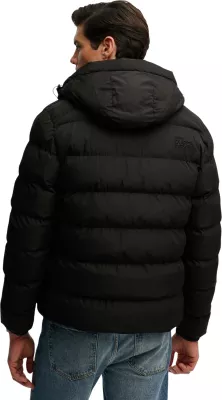Jakne puffer me kapuç Superdry SDM5011905A për meshkuj, e zezë [Madhësia: XL]