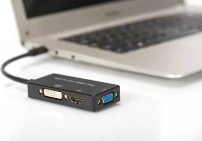 Kabllo konvertues Digitus mDP në DVI/HDMI/VGA, 0.2m, i zi