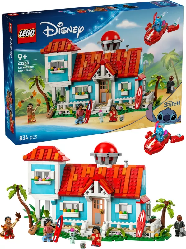 Set ndërtimi LEGO Lilo dhe Stitch Beach House, 834 copë, plastikë, shumëngjyrësh