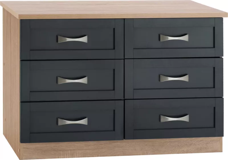 Komodinë dhome gjumi - Sirtar FH317.04 me 6 sirtarë Sonama-Gri 120x40x76cm