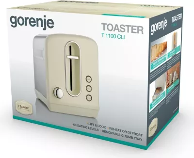 Tostues Gorenje T1100CLI, 2 feta, 1100 W, champagne
