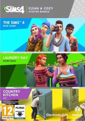 Lojë PC Electronic Arts The Sims 4 Clean & Cozy Starter Bundle, kod shkarkimi, bundle me Base Game + Country Kitchen Kit + Laundry Day Stuff