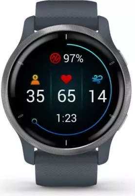 Smartwatch Garmin Venu 2, 45 mm, AMOLED, GPS, Blu/Argjend