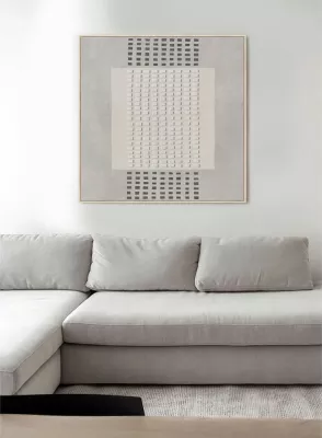 Pikturë dekorative FRAMED DREAM me kornizë, kanavacë, ngjyrë gri e çelët-bezhë, 80x80x4cm