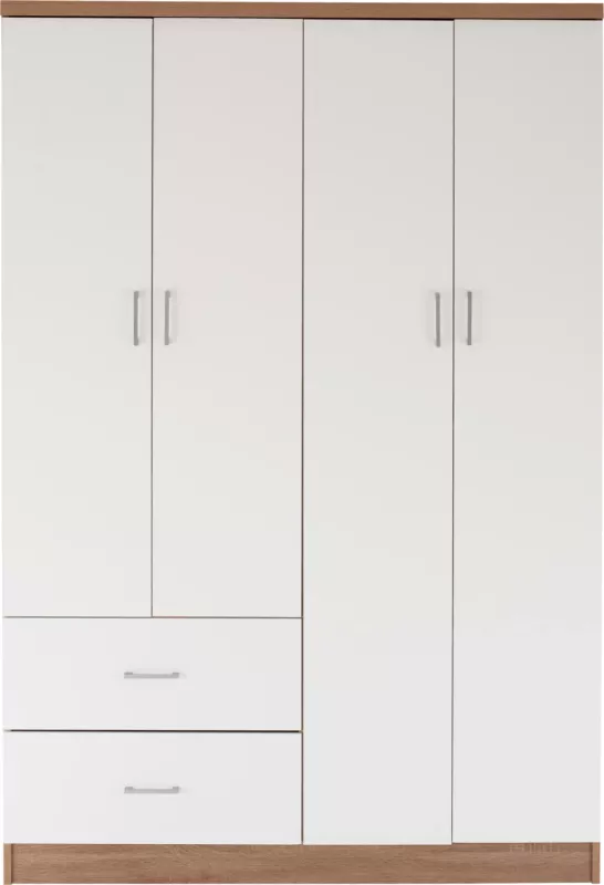 Dollap me 4 dyer dhe 2 sirtarë FH339.06 Sonama Bardhë 120x42,5x180,5 cm