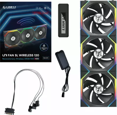 Ventilatorë PC Lian Li UNI FAN SL Wireless 120 Reverse Blade ARGB PWM 3-pack, i zi