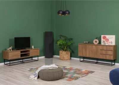 Set mobiljesh për dhomë dite Skye Decor, Laxus Takım 2, ngjyrë arrë dhe e zezë