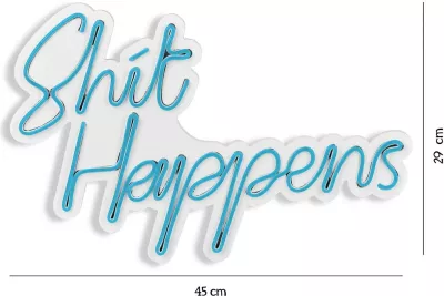 Dekor dritash LED plastike, 'Shit Happens', ngjyrë kaltër, Wallity