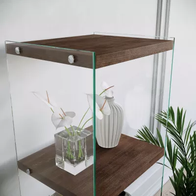 Raft librash Hanah Home, R301, dru pishe, xham i temperuar, ngjyrë arre, 40x120x35 cm