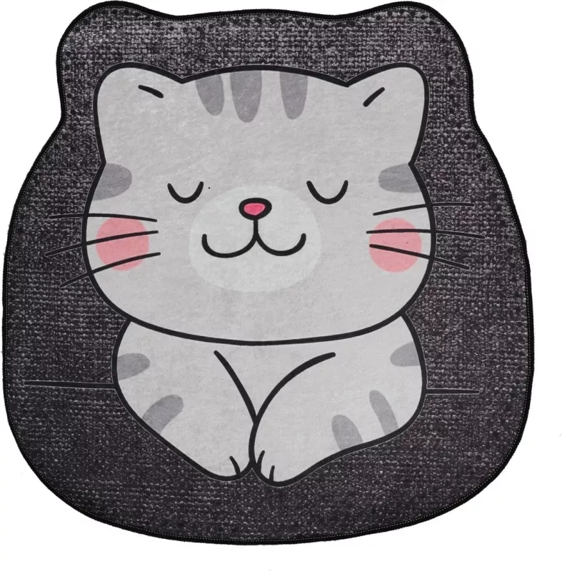 Tapet për banjo, model mace Neko, ngjyrë gri, 100x100cm