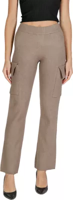 Pantallona Vila Clothes VICASSIE Cargo Knit 14098878 për femra, bezhë e errët