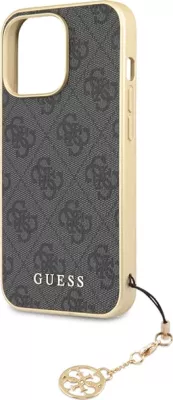 Mbështjellës Guess 4G Charms për iPhone 14 Pro Max, Gri me varëse